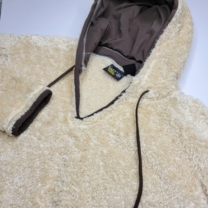 Mountain Hardwear Women's Small Fuzzy Light‎ Tan Hooded V-Neck Outdoor Sweater